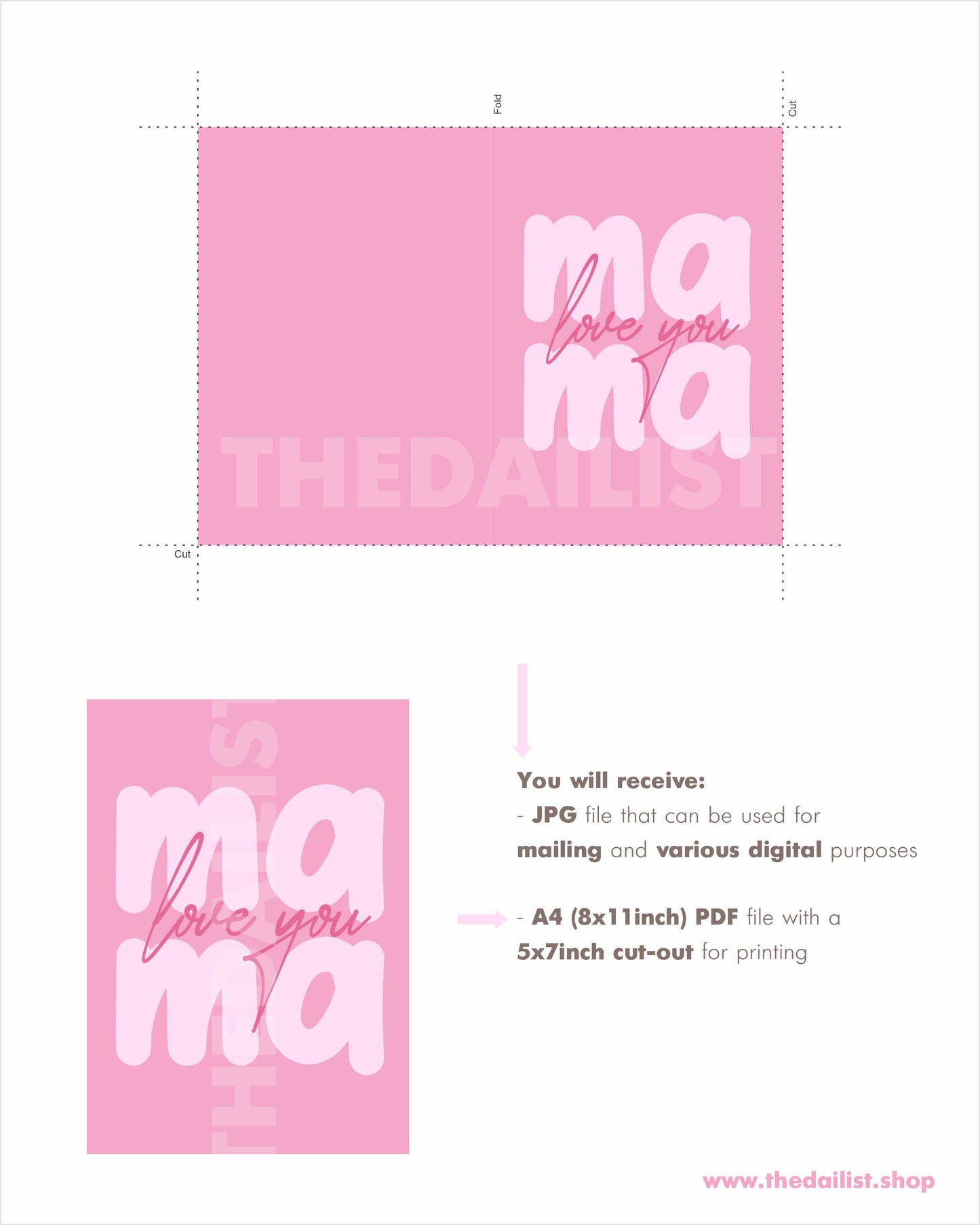 “Mama – Love You” Greeting Card (Printable Digital Download)